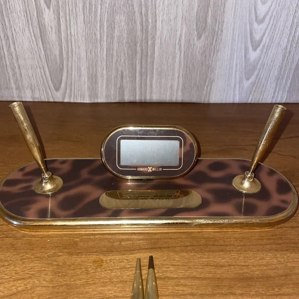 Howard Miller LCD Desk Clock & Pen Set No 621205 Project Piece See Description
